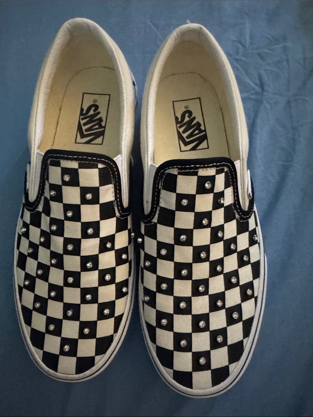 Vans Checkerboard Slip-On Sneakers in Black and White